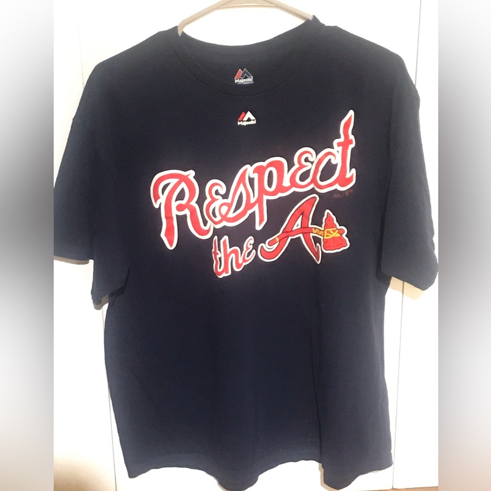 Majestic Atlanta Braves Blue Short Sleeve Tee Mens XL